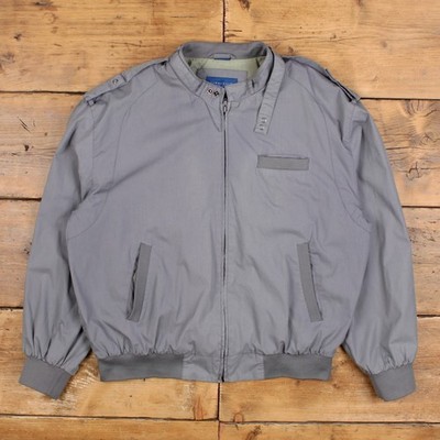 Vintage Towncraft Bomberjacke L Herren 00s grau gefüttert klassisch Retro Freizeit
