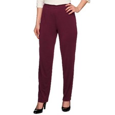 Susan Graver Essentials Size 3X Petite Merlot Liquid Knit Straight Leg Pants
