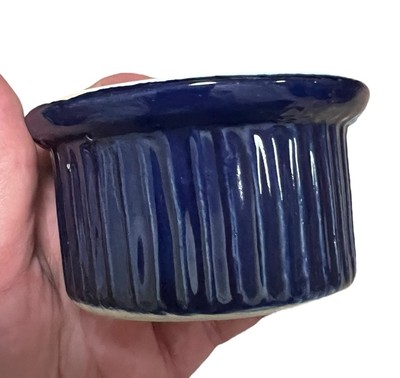 Emile Henry France Ribbed Ceramic Navy Blue Baking Ramekins