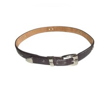 Vintage Silver Concho Maroon Leather Belt Western Cowgirl Rodeo USA 42 Large
