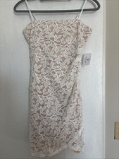White Floral Lace Mini Dress with Glitter Accents Size Medium NWT