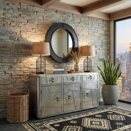 Butler Specialty Industrial Chic 3 Drawer Sideboard In Gray - Picture 2 of 3