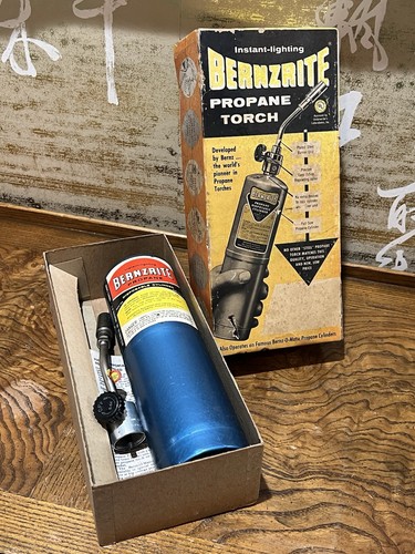 Vintage 1964 Bernzrite Propane Torch Kit Cylinder Tank Box BernzOmatic