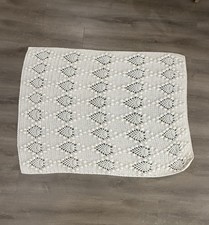 Handmade White Crochet Baby Blanket w/Pineapple Stitch Pattern