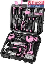US Stock DEKOPRO Drill Set Home Tool Set 8V Pink Cordless Drill 126 Pcs