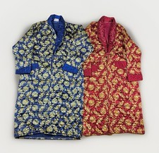 Vintage Chinese Robe Set Of Two Dragon Quilted Kamino Satin Red And Blue READ
