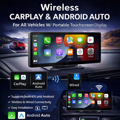 Universal 10.26'' Car Mirror Monitor   Wireless CarPlay Android Auto, Bluetooth A
