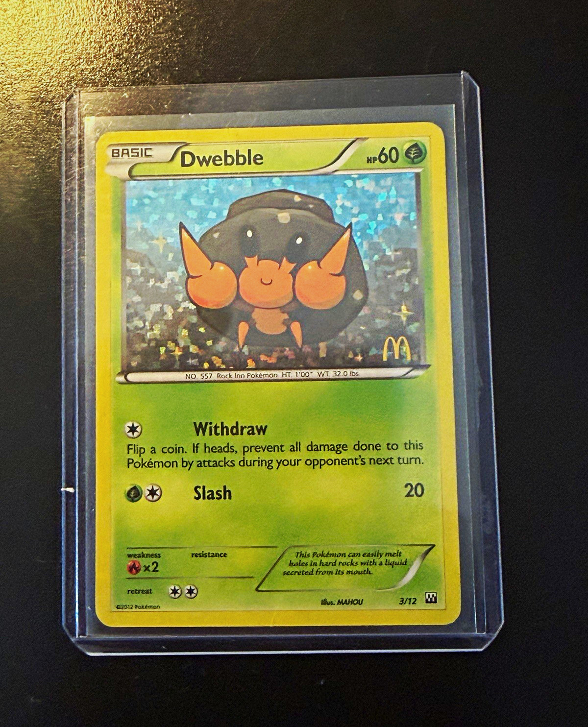 Pokemon TCG Dwebble 3/12 McDonald's 2012 Holo Promo English 60 HP Basic