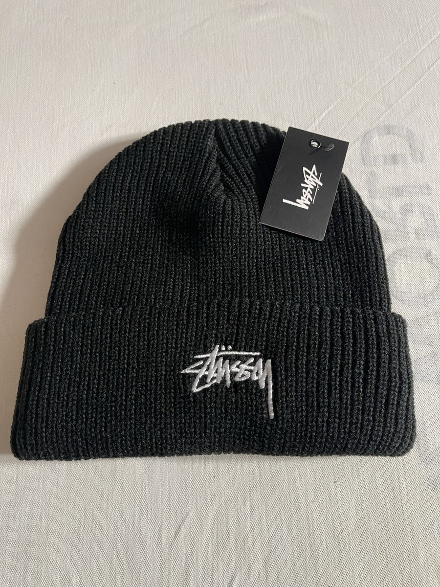 帽子 stussy 22aw beanie Stussy Beanie Hat Black Made in USA NWT Streetwear Logo Knit Cap