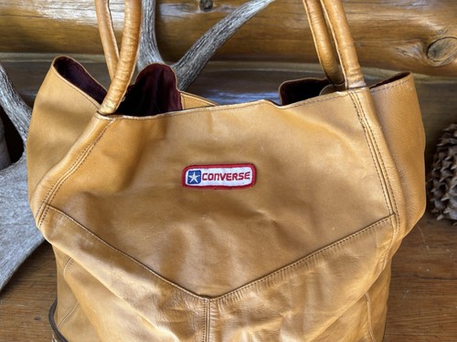 Vintage Leather Converse Large Tote Collapsible Purse Bag COLUMBIA - Picture 2 of 19