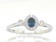 Saphir Ring 585 Weißgold 14Kt Gold natürlicher blauer Saphir  16 Brillanten