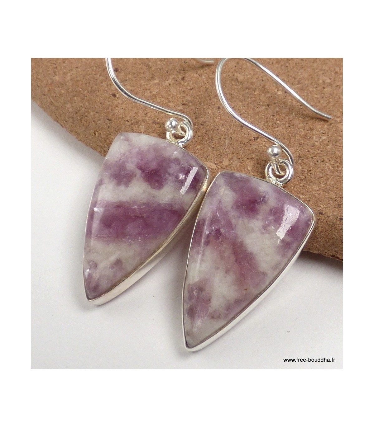 Boucles d'oreilles Tourmaline rose et quartz XV106 en argent massif pour femme