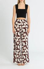 MINK PINK Maya Floral High Waist Pants with Pockets Size 16 AU