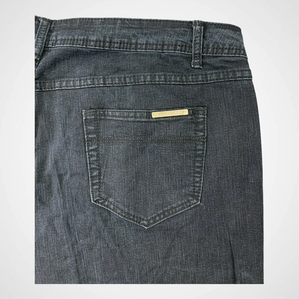 Pantalones de mezclilla Ashley Stewart para mujer 20 W (42x32) negros promedio ajustados elásticos lavado oscuro Foto 3 de 4