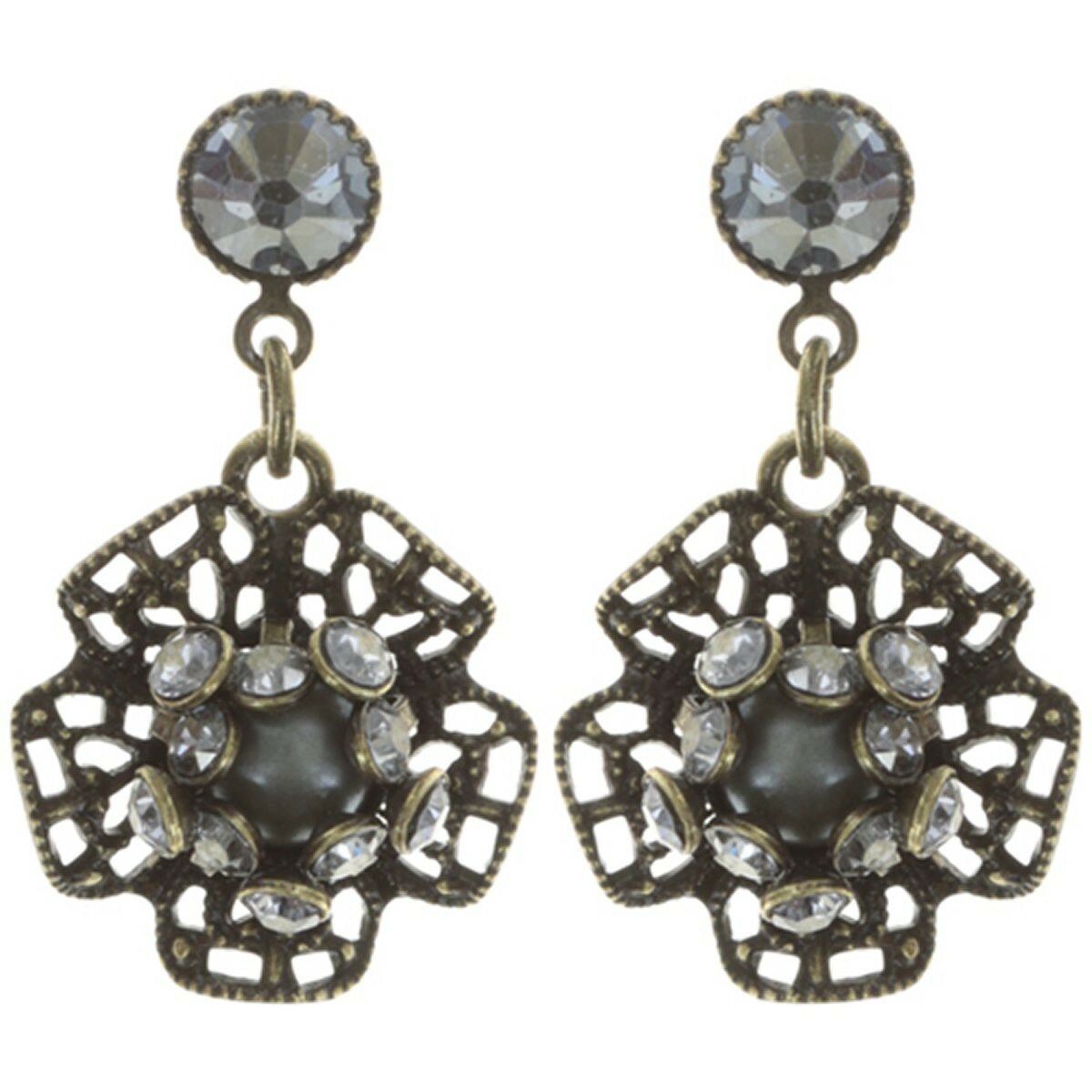 Konplott Pendientes Flamenco Gris Grande Bronce Antiguo