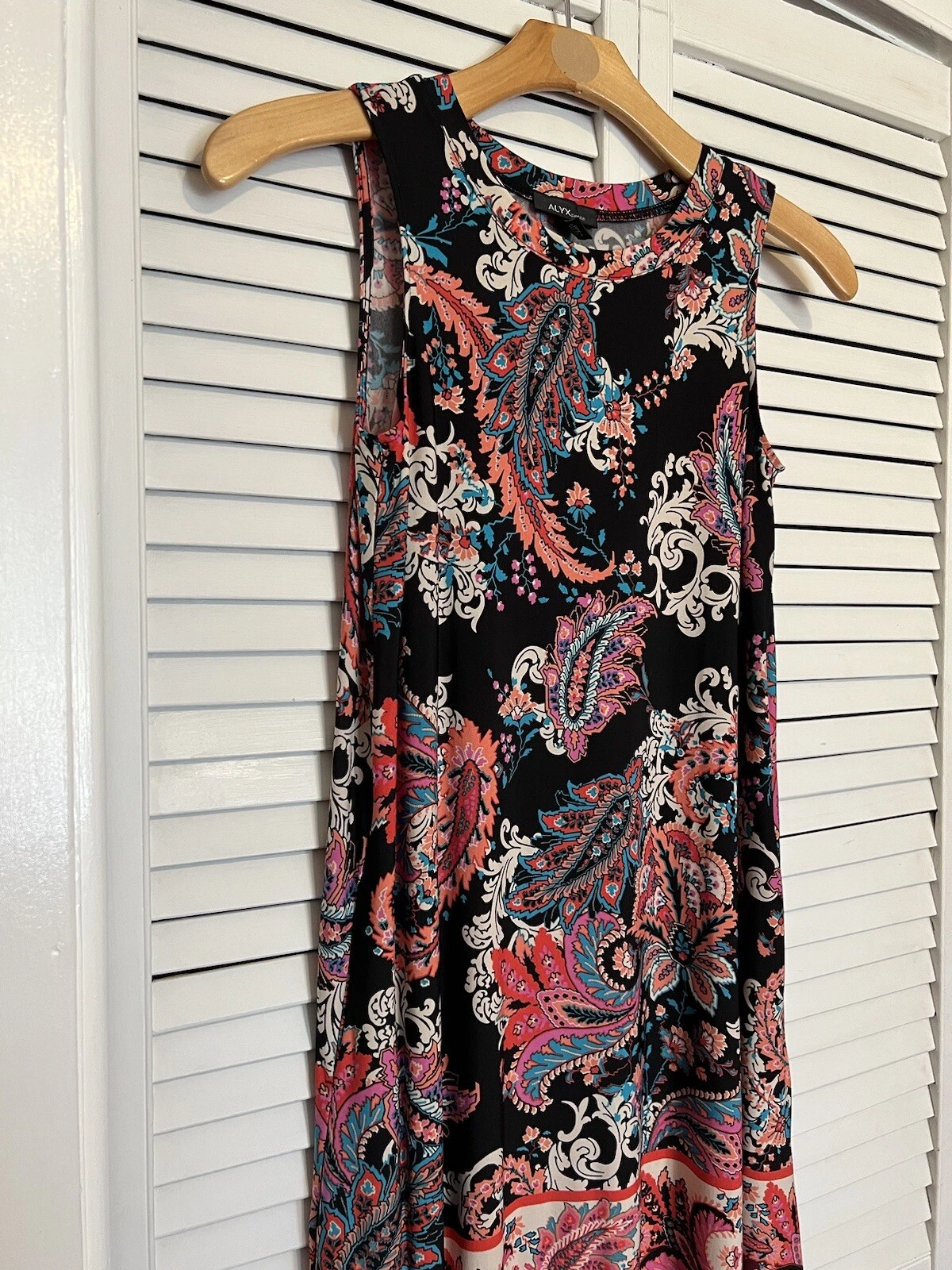 ALYX Vestito Donna Taglia Small Petite SP Senza Maniche Cambio Paisley Tasche Mini