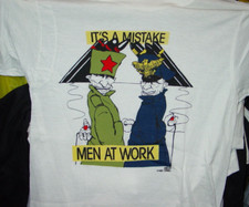 Vtg MEN AT WORK WORLD CONCERT Cotton White All Size T Shirt UR111