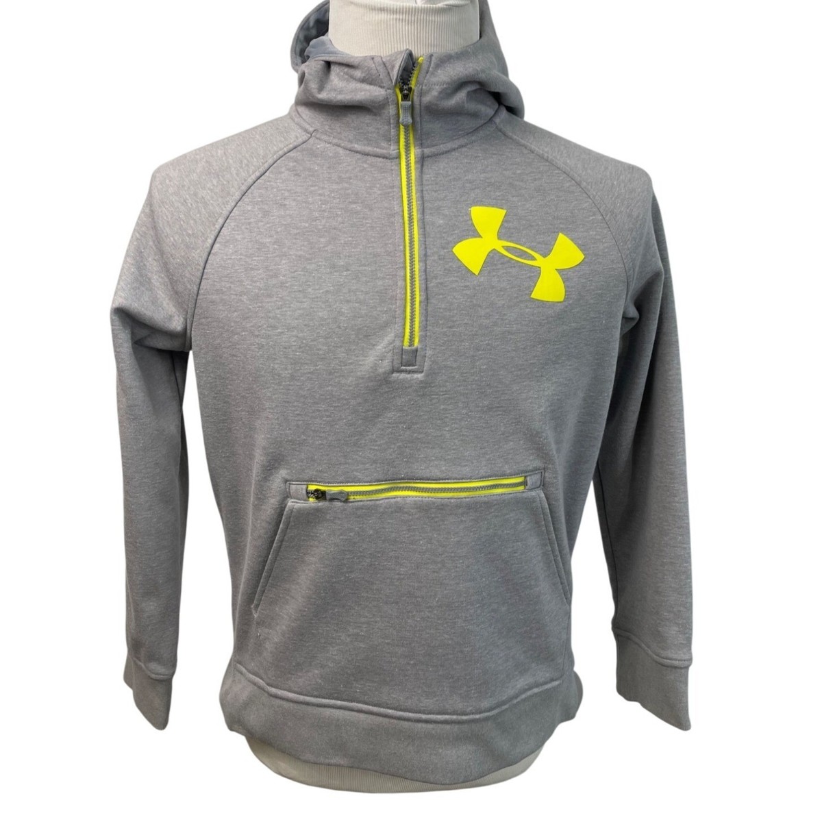 Under Armour Kids Gray Hoodie With Neon Yellow Hooded  display picture 2
