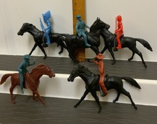 Vintage Plastic Cowboys and Indians Horses Figures Lot