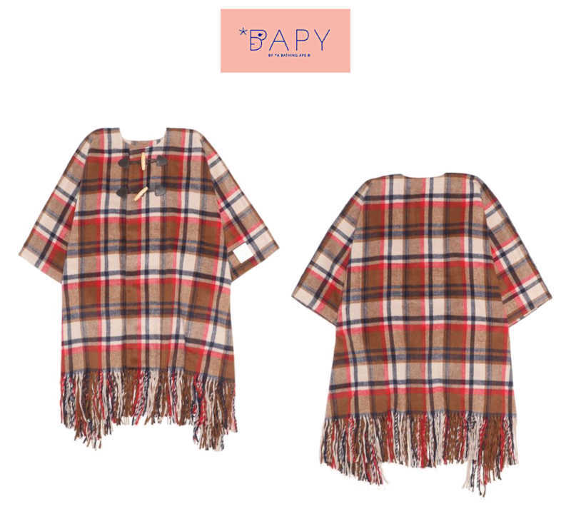 BAPY By A BATHING APE Women's Overcoat Plaid Style Beige BAPY By A BATHING APE Women's Overcoat Plaid Style Beige