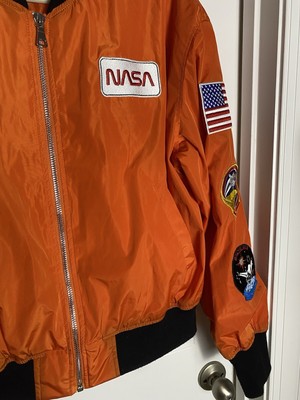 Rare Forever 21 Orange NASA MA-1 Style Flight Bomber Jacket Rare Forever 21 Orange NASA MA-1 Style Flight Bomber Jacket
