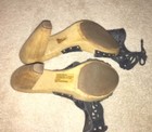 SHANGHAI TANG Leather Nail-Head Wood Clog Mules 4.5" Heels Tie Slingback 39 / 9 — photo 9