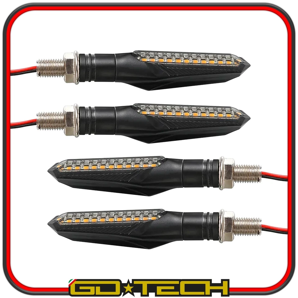 4 FRECCE MOTO LED SEQUENZIALI INDICATORI DI DIREZIONE LUCE ARANCIONE UNIVERSALI - Immagine 2 di 4