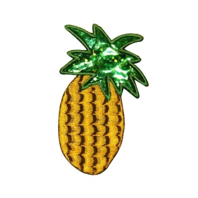 ID 1220X Pineapple With Sequin Patch Tropical Fruit Embroidered Iron On ...