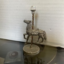 Vintage Spoontiques 1984 Pewter Carousel Horse Faceted Crystal Ball Figurine