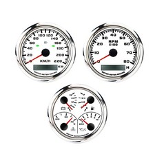 W Pro 85mm 3 Gauge Set Gps Speedometer 220 Kmh Turn Signal High Beam Waterproof