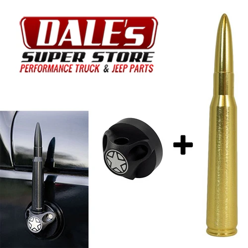 BRASS BULLET ANTENNA + BASE fits JK JL Jeep 2007-18 WRANGLER | FITS New JL Jeep
