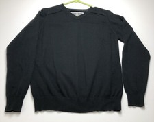Springfield Sweater Men  s Small Solid Black V Neck Long Sleeves Knit Fall Winter