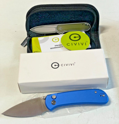 Civivi Qubit Lock 3'' 14C28N Blue Aluminum Pocket Folding Knife CC22030E-3 New