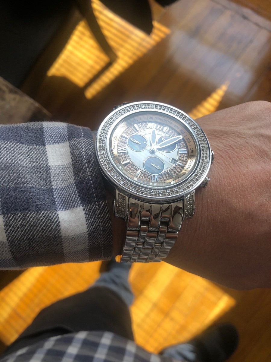 Joe rodeo ジャンク Joe Rodeo Diamond Wrist Watch for Men 2.5 Ct Silver Stainless
