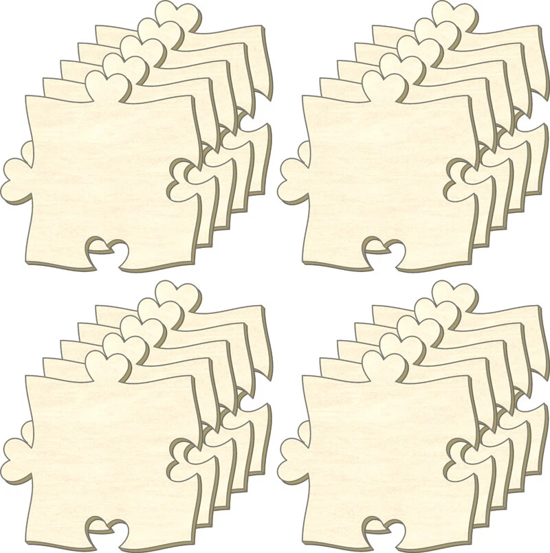 Blanko Puzzle unendlich, Herz-Nase, Set 20 Teile, Puzzleteile aus Holz, Bemalen