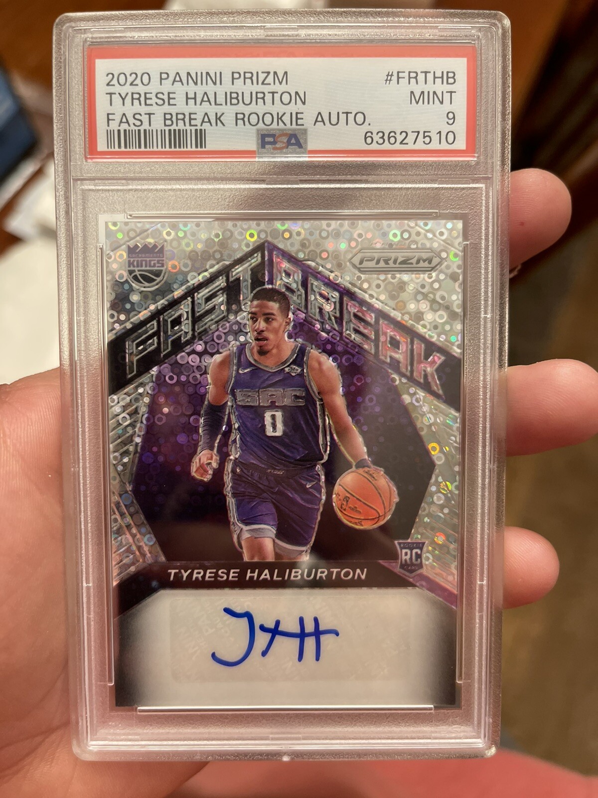 2020-21 panini prizm fast break Tyrese Haliburton auto disco psa 9