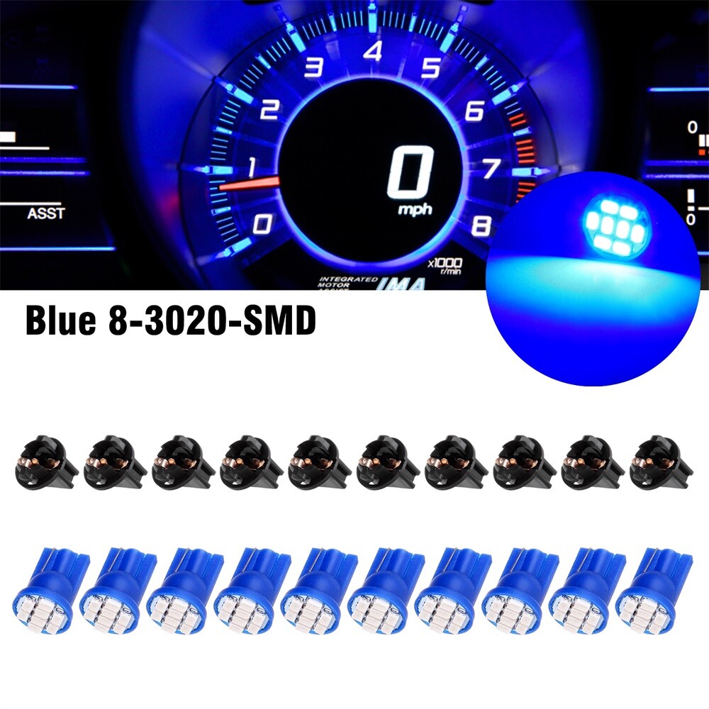 10X T10 Blue 8SMD LED PC194 Twist Lock Socket Dash Cluster Dashboard
