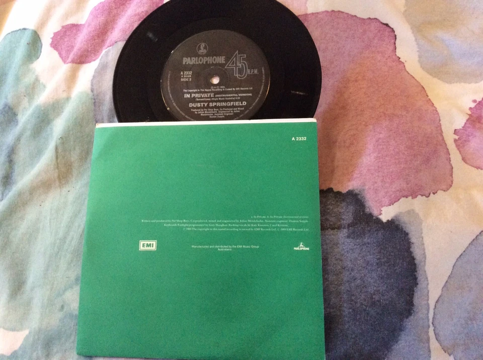 Dusty Springfield In Private 7” Vinyl Picture Cover Pet Shop Boys - Image 2 of 2