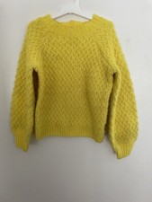 Janie And Jack Kids Girls Solid Yellow Textured Acrylic Blend Sweater Yellow 7