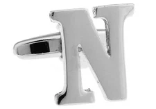 Letter N Pair of Cufflinks Wedding Groom Dad Fancy Gift Box & Polishing Cloth