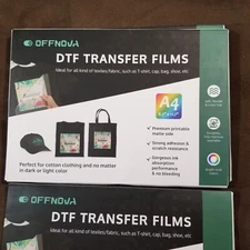 OFFNOVA BRAND DTF TRANSFER FILM FOR DARK COTTON AND COLORS 60 SHEETS A4 8.3x11.7