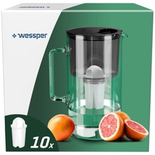 Glas Wasserfilter Kanne 2.5 L und 10 Filterka...