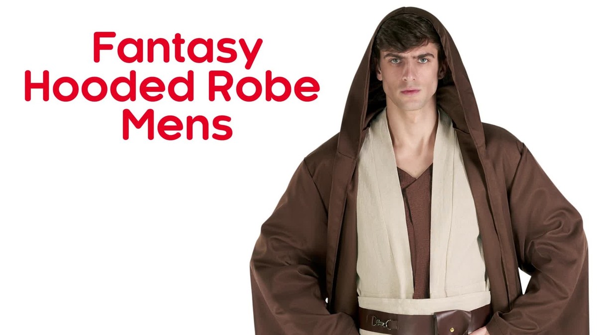 Men`s Jedi Knight Costume Adult Star Fantasy Hooded Robe Space
