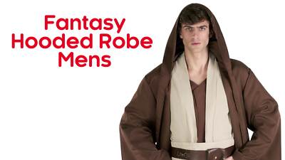 Men`s Jedi Knight Costume Adult Star Fantasy Hooded Robe Space
