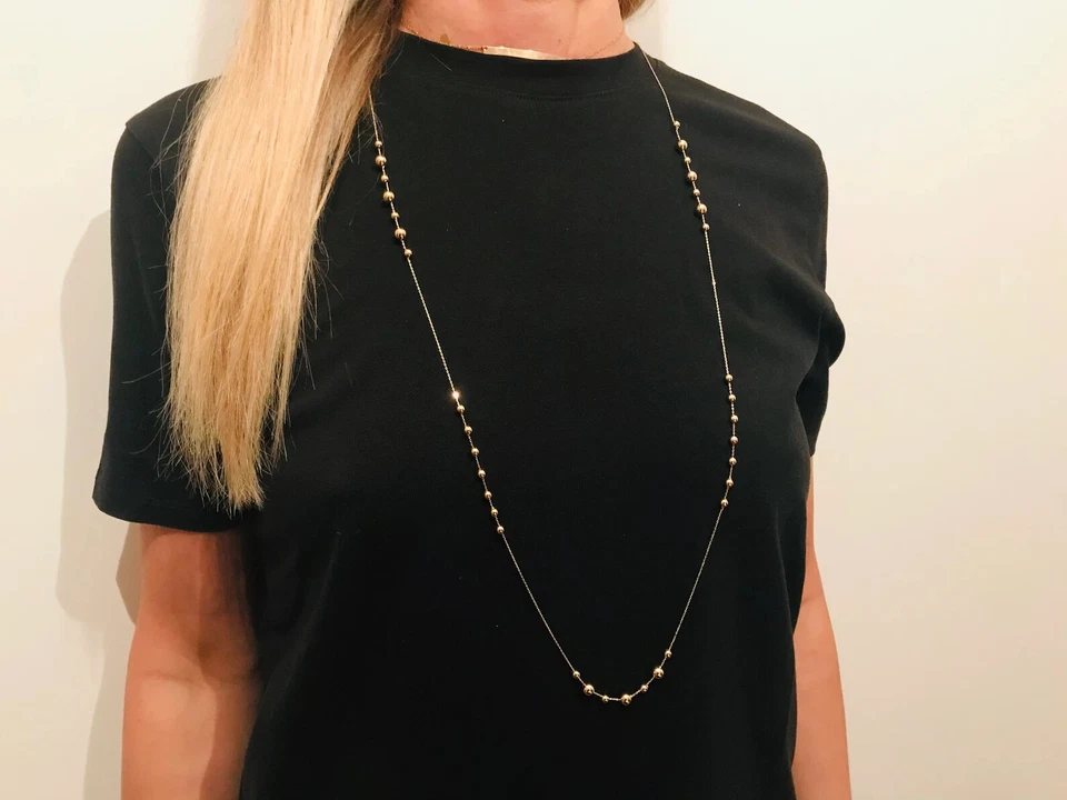 18K Gelbgold lange Halskette Damen – Italienisches Design, Geschenk für Damen - Bild 3 von 4