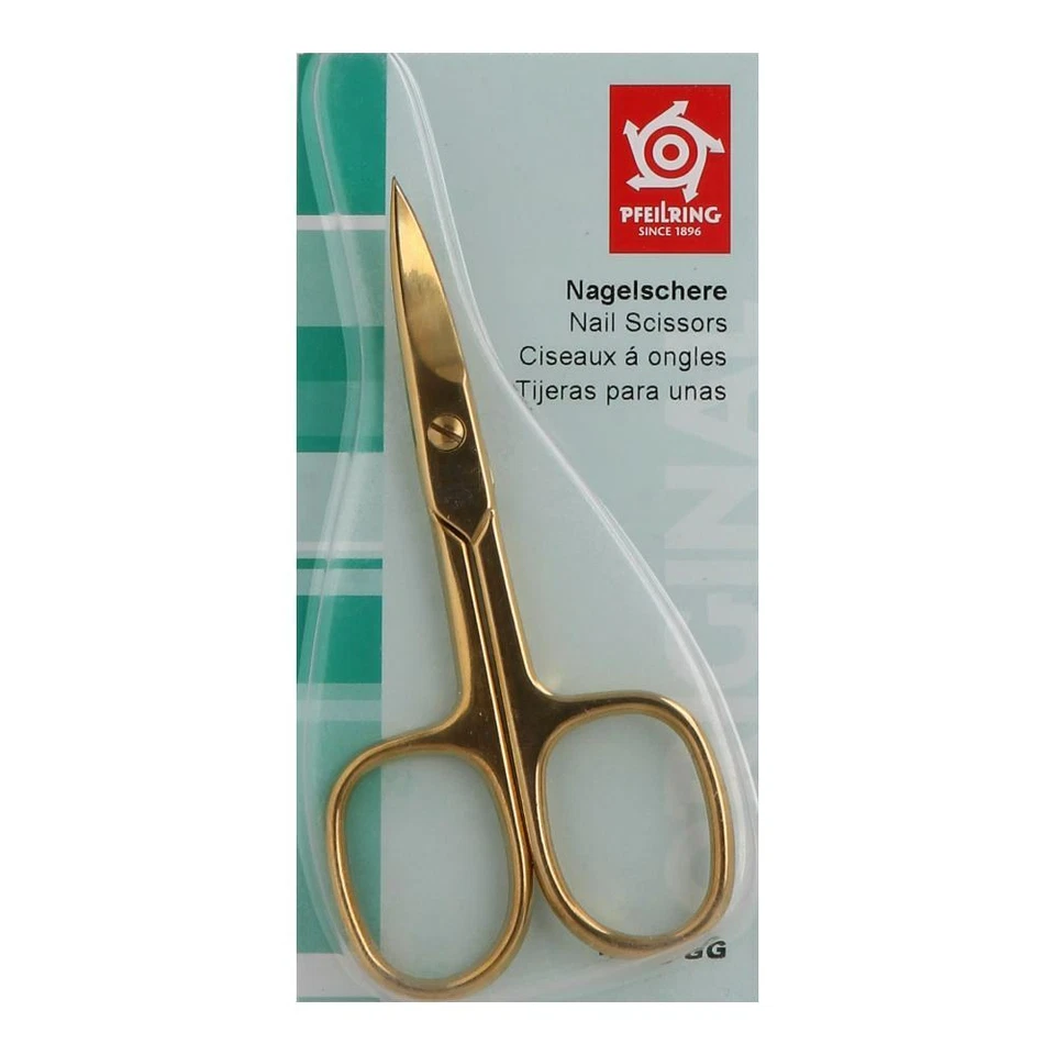 Pfeilring Scheren Nagelschere - vergoldet 9cm