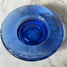 Fire and Light Recycled Art Glass Colbalt Blue Wine Bottle Stand Candle Holder