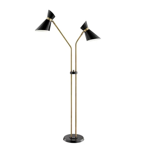 Lite Source Jared 60" Black and Antique Brass 2-Arm Floor Lamp - Picture 1 of 3