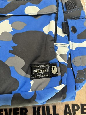 A BATHING APE BAPE x PORTER Backpack WARM UP CAMO DAYPACK Blue
