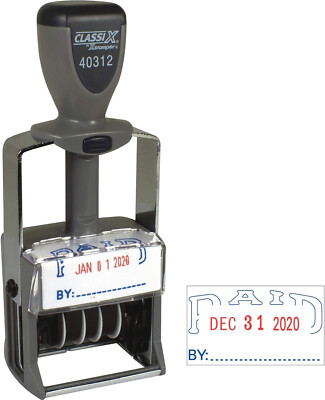 Xstamper Heavy-Duty Paid Self-Inking Dater (XST40312),Red/Blue
